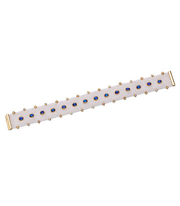 Pearl, Diamond and Blue sapphire bracelet